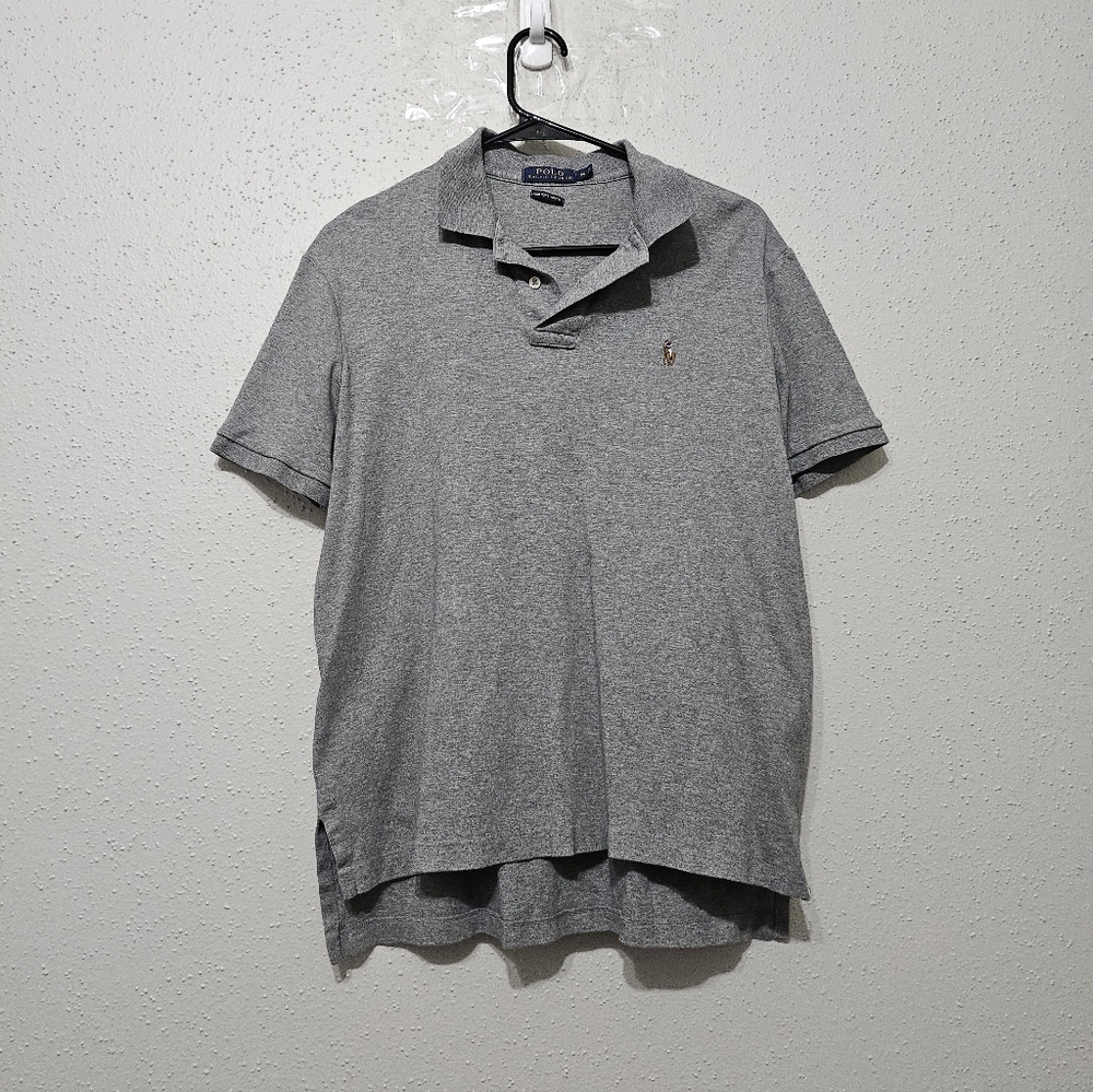Polo Ralph Lauren Gray Pima Cotton Polo Shirt Mens M‎ Classic Logo